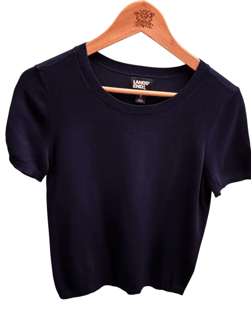 Lands End Navy Knit Sweater Top Women Small Preppy Capsule Wardrobe Quiet Luxury